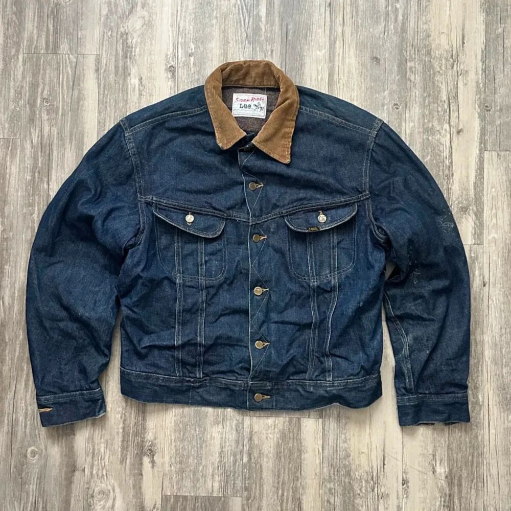 Vintage 60s 70s Lee Storm Rider Dark Wash Denim Jacket Size 42/44